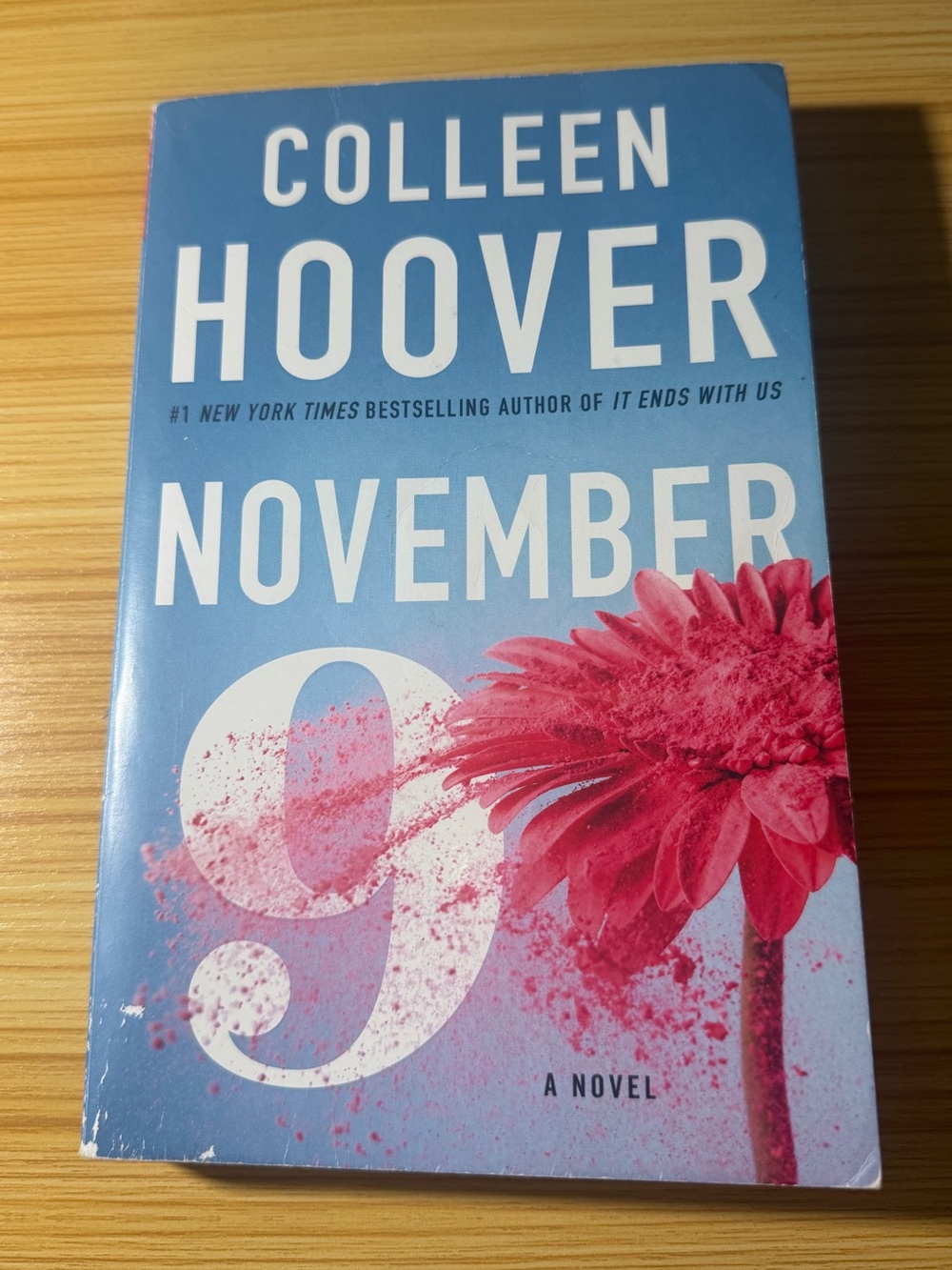 Colleen Hoover "November 9" Paperback - Blue Cover with Pink Flower